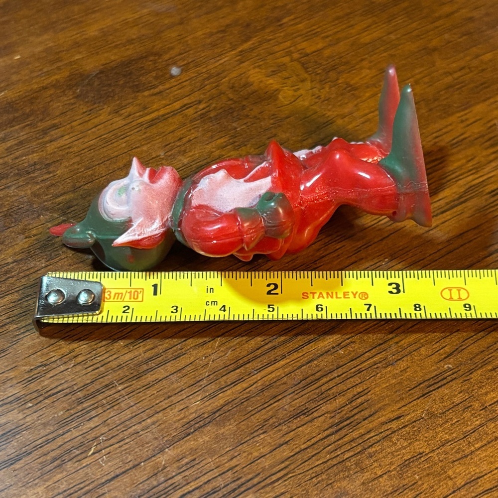 VTG 1940’S ROSBRO PLASTIC RED & GREEN PIXIE ELF ORNAMENT - Picture 10 of 10